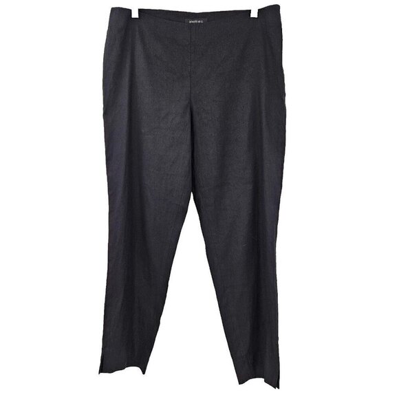 Lafayette 148 Stanton Linen Pants Black Women’s Size 12 Straight Leg Minimalist - Picture 1 of 12